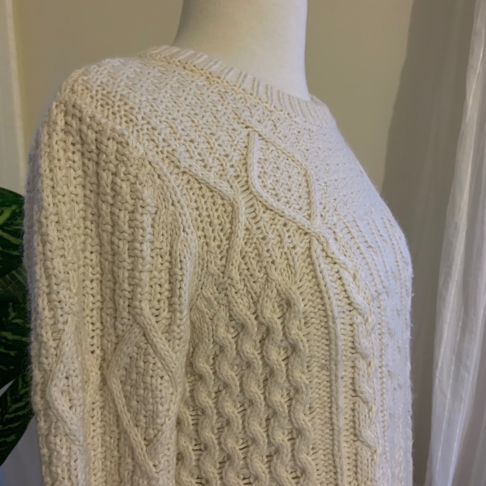 TOPSHOP Cream Cableknit Cropped Sweater - Picture 4 of 5